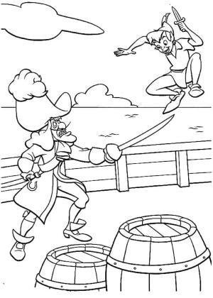 Peter Pan boyama sayfası,  coloring page, Kaptan Hook ve Peter Pan, 