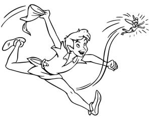 Peter Pan boyama sayfası,  coloring page, Mutlu Peter Pan ve Tinker Bell, 