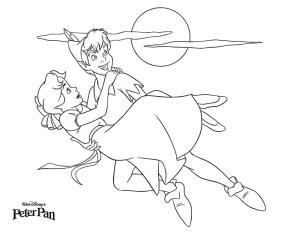 Peter Pan boyama sayfası,  coloring page, Peter Pan ve Wendy Darling, 