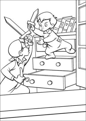 Peter Pan boyama sayfası,  coloring page, Peter Pan’dan Michael ve John Darling, 