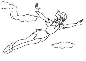 Peter Pan boyama sayfası,  coloring page, Peter Pan Gökyüzünde, 