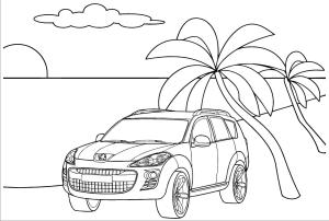 Peugeot boyama sayfası,  coloring page, Peugeot Sahilde, 