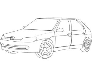 Peugeot boyama sayfası,  coloring page, Basit Peugeot Araba, 