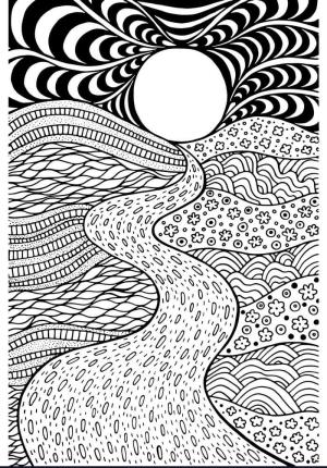 Peyzaj boyama sayfası,  coloring page, Psychedelic Peyzaj, 