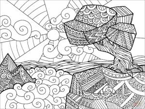 Peyzaj boyama sayfası,  coloring page, Zentangle Manzara, 