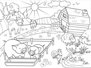 Peyzaj boyama sayfası,  coloring page, Kırsal Manzara, 