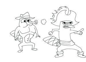 Phineas Ve Ferb boyama sayfası,  coloring page, Güçlü Perry Ve Korsan Perry, 