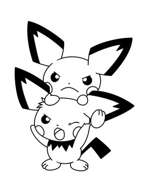 Pichu boyama sayfası,  coloring page, İki Komik Pichu, 