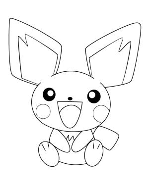 Pichu boyama sayfası,  coloring page, Pichu oturuyor, 