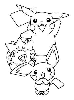 Pichu boyama sayfası,  coloring page, Arkadaşlarla Pichu, 