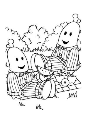 Pijamalı Muz boyama sayfası,  coloring page, Pijama Pikniğinde Muz, 