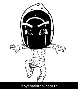 Pijamaskeliler boyama sayfası – çizgi film temalı, basit çizim