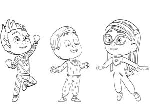 Pijamaskeliler boyama sayfası,  coloring page, Kolay çizim resimleri Pijama maskeliler, 