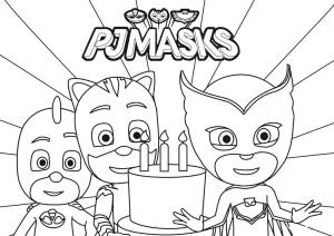 Pijamaskeliler boyama sayfası,  coloring page, Doğum Günün Kutlu Olsun Pijamaskeliler Maskesi, 