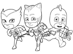 Pijamaskeliler boyama sayfası,  coloring page, Maskeli Pijamaskeliler giymenin heyecanı, 