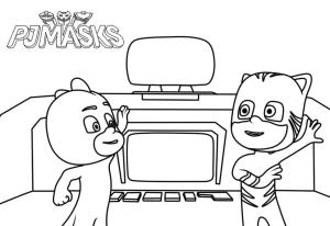 Pijamaskeliler boyama sayfası,  coloring page, Pijamaskeliler Gekko ve Catboy, 