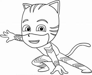 Pijamaskeliler boyama sayfası,  coloring page, Pijamaskeliler giyen kedi çocuk çok havalı, 