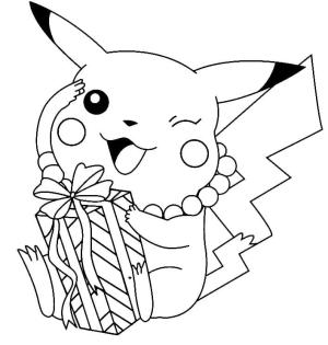 Pikachu boyama sayfası,  coloring page, Hediyeli Pikachu, 