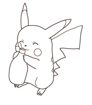 Pikachu boyama sayfası,  coloring page, Süt Şişeli Pikachu, 