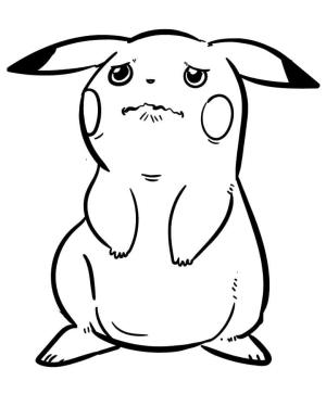 Pikachu boyama sayfası,  coloring page, Üzgün ​​Pikachu, 