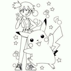 Pikachu boyama sayfası,  coloring page, Kasumi ve Pikachu, 