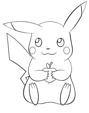 Pikachu boyama sayfası,  coloring page, Elmalı ve Pikachu, 