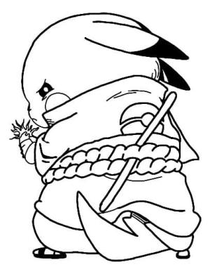 Pikachu boyama sayfası,  coloring page, pikachu ninjası, 