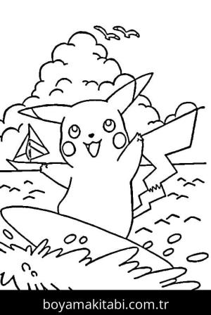 Pikachu boyama sayfası – çizgi film temalı, basit çizim