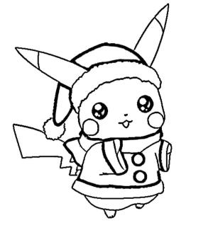 Pikachu boyama sayfası,  coloring page, Noel Baba Kostümlü Pikachu, 