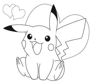 Pikachu boyama sayfası,  coloring page, Kalpli Pikachu, 