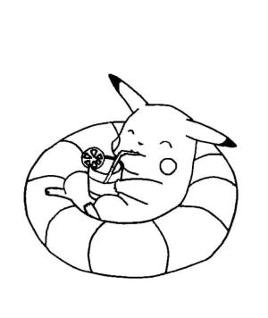 Pikachu boyama sayfası,  coloring page, Pikachu Rahatlıyor, 