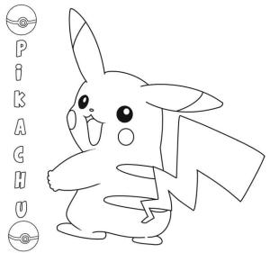 Pikachu boyama sayfası,  coloring page, Gülümseyen Pikachu, 