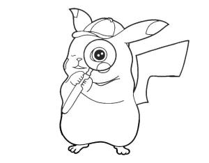 Pikachu boyama sayfası,  coloring page, Dedektif Pikachu, 