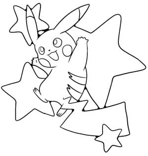 Pikachu boyama sayfası,  coloring page, Yıldızlı Pikachu, 