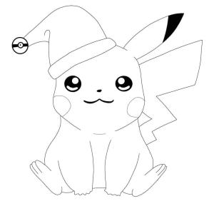 Pikachu boyama sayfası,  coloring page, Pikachu Noel’de, 