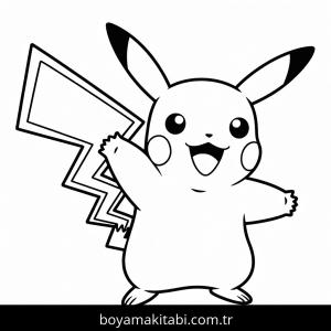 Pikachu boyama sayfası – çizgi film temalı, basit çizim