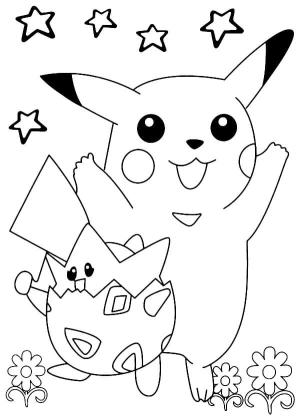 Pikachu boyama sayfası,  coloring page, Pikachu ve Togepi, 