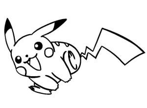 Pikachu boyama sayfası,  coloring page, Pikachu Zıplıyor, 