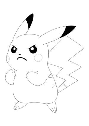 Pikachu boyama sayfası,  coloring page, Kızgın Pikaçu, 