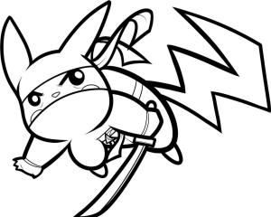 Pikachu boyama sayfası,  coloring page, Ninja Pikaçu, 