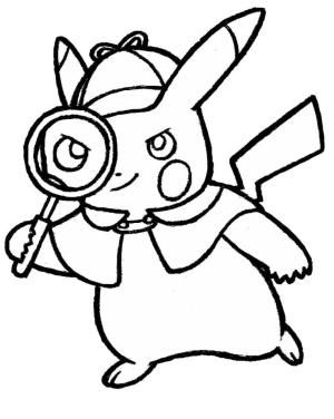 Pikachu boyama sayfası,  coloring page, Dedektif Pikachu, 