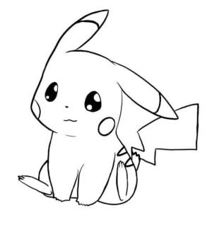 Pikachu boyama sayfası,  coloring page, Sevimli Pikaçu, 