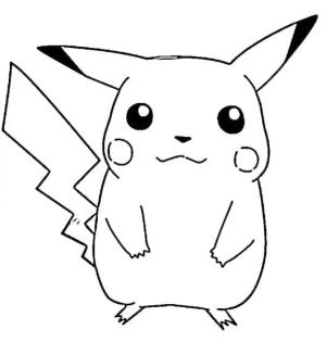 Pikachu boyama sayfası,  coloring page, Kolay Pikachu, 