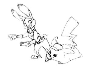 Pikachu boyama sayfası,  coloring page, Judy Hopps ve Pikachu, 