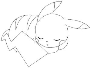 Pikachu boyama sayfası,  coloring page, Pikachu Uyuyor, 