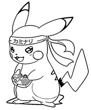 Pikachu boyama sayfası,  coloring page, Pikachu Video Oyunu Oynuyor, 