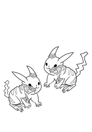 Pikachu boyama sayfası,  coloring page, Pikaçu Zombi, 