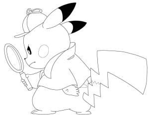 Pikachu boyama sayfası,  coloring page, Dedektif Pikachu Yazdırılabilir, 