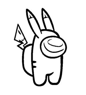 Pikachu boyama sayfası,  coloring page, Among Us Pikachu, 