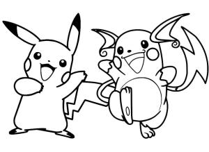 Pikachu boyama sayfası,  coloring page, Pikachu ve Raichu, 